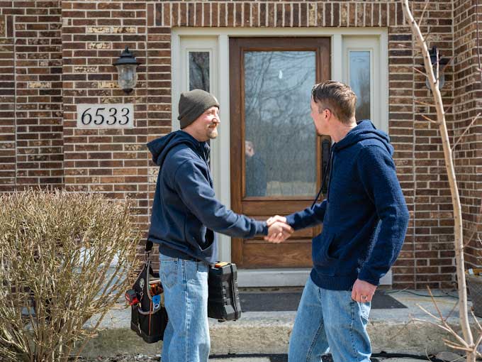 Hey Guy Shaking Hands with Satisfied Customer